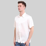 Chemises de luxe en soie à manches courtes pour hommes, haut en soie de couleur Pure, 22MM