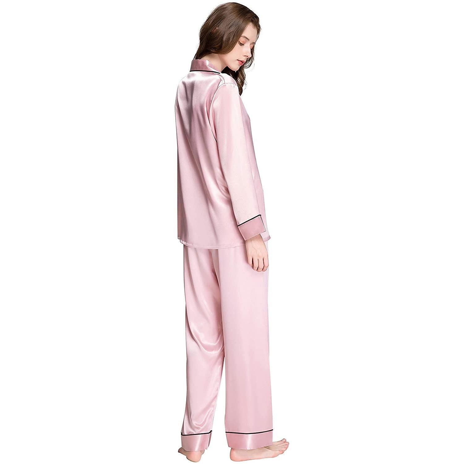 Women Silk Pajamas Set Long Sleeve Two-piece Pure Silk PJ Set - DIANASILK