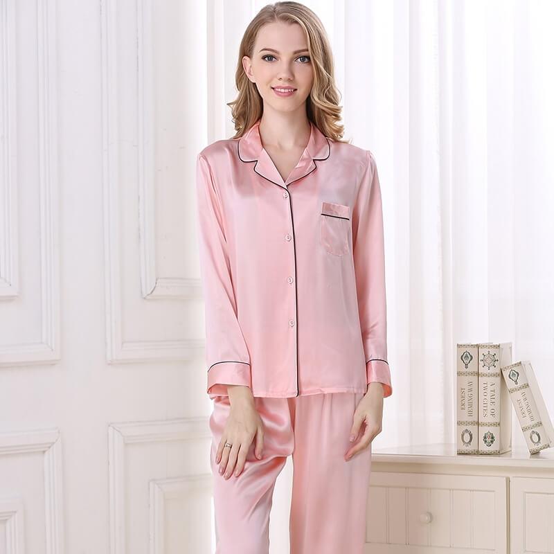 Classic Silk Pajama Long Set For Women Silk pyjama Pure Silk Sleepwear (multi-colors) - DIANASILK
