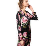 Rose Floral Silk Pajama Set two piece Silk Pajamas for Women - DIANASILK