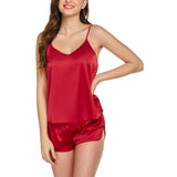 Affordable Women Sexy Lingerie Silk Pajamas Cami Shorts Set Nightwear Silk Short Sleepwear - DIANASILK