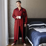 Best men's silk long pajamas Set  Luxury Silk Pajamas Robe Set with Trimming - DIANASILK