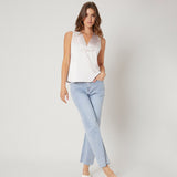 Schicke Damen-Seidenbluse mit V-Ausschnitt, 100 % Maulbeerseide, ärmelloses Seidenhemd