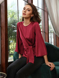 Clasic Grade 6A 22mm Bell Sleeve Silk  Top Silk Shirt for Women
