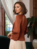 Clasic Grade 6A 22mm Bell Sleeve Silk  Top Silk Shirt for Women