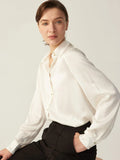 Chemisier en soie à manches longues classique 100% 22MM Mulberry Silk Top pour femme