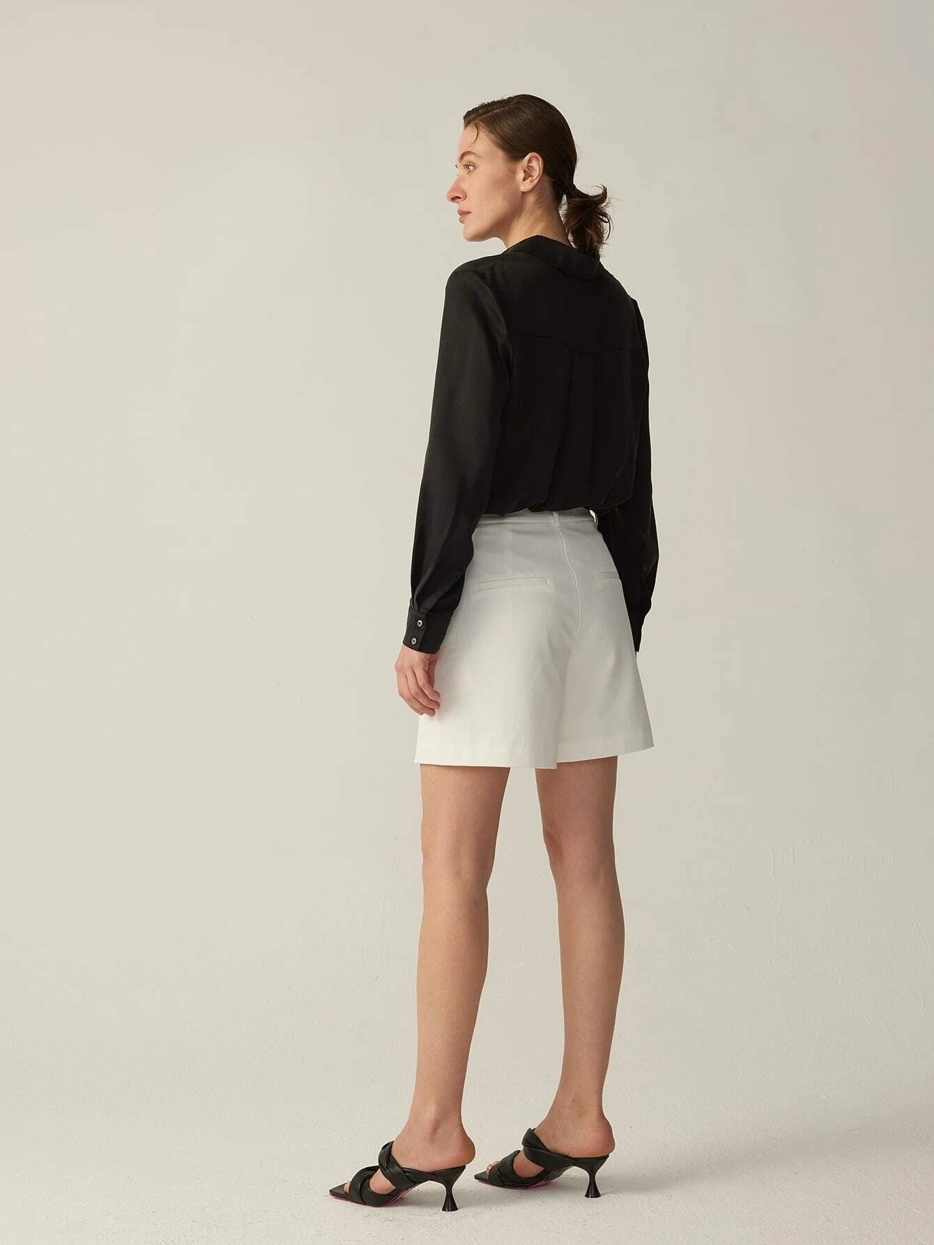 Blusa clásica de seda de manga larga con parte superior de seda de morera 100% 22MM para mujer
