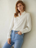 Chemisier en soie à manches longues classique 100% 22MM Mulberry Silk Top pour femme