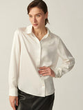 Chemisier en soie à manches longues classique 100% 22MM Mulberry Silk Top pour femme