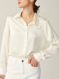 Chemisier en soie à manches longues classique 100% 22MM Mulberry Silk Top pour femme