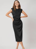 Classic Chic Ladies Silk Dress 100% Mulberry Silk Dress Sleeveless Full-Length Silk Dress