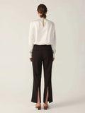 Classic Gorgeous Silk Shirt  Long Sleeves Collared Silk Blouse for Women