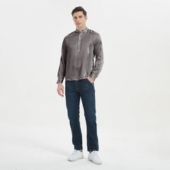 Classic Long Sleeves   Stand Collar Pullover Men Silk Shirts