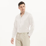 Camisas clásicas de seda de manga larga para hombre Top de seda con botones ocultos y cuello alto