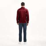 Camisas de seda clásicas para hombre Camisa de seda de negocios con botones ocultos de manga larga