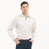 Camisas de seda clásicas para hombre Camisa de seda de negocios con botones ocultos de manga larga