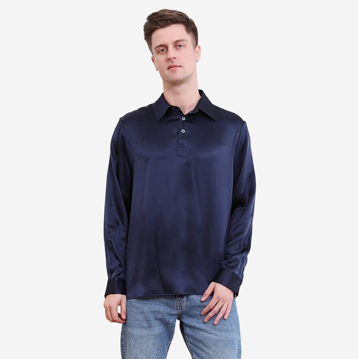 Mens silk polo shirts shop