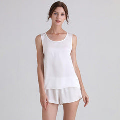 Classic Short Silk Pajamas Set Sleeveless Women Silk sleepwear - DIANASILK