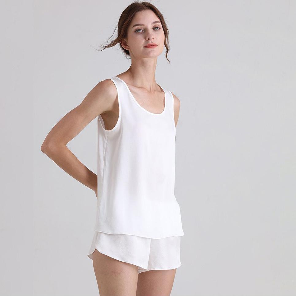 Classic Short Silk Pajamas Set Sleeveless Women Silk sleepwear – DIANASILK