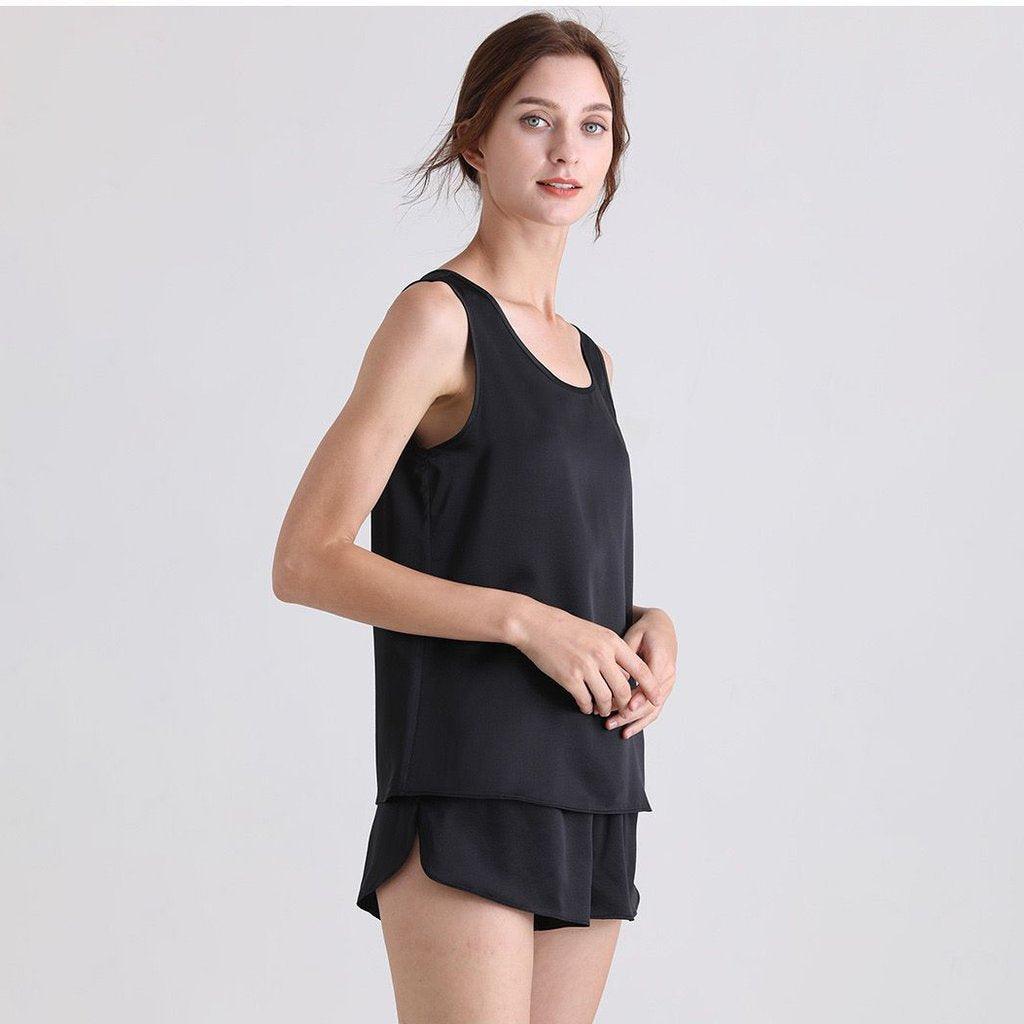 Classic Short Silk Pajamas Set Sleeveless Women Silk sleepwear - DIANASILK