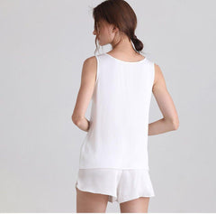 Classic Short Silk Pajamas Set Sleeveless Women Silk sleepwear - DIANASILK