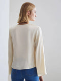 Classic V Neck Silk Shirt Long Sleeves Silk Top Silk Blouse for Women