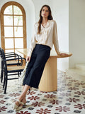 Classic  V Neck Silk Shirt Long Sleeves Silk Top Silk Blouse for Women