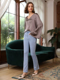 Classic V Neck Silk Shirt Long Sleeves Silk Top Silk Blouse for Women