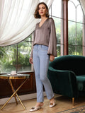 Classic V Neck Silk Shirt Long Sleeves Silk Top Silk Blouse for Women