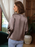 Classic V Neck Silk Shirt Long Sleeves Silk Top Silk Blouse for Women