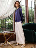 Bequeme Seidenbluse aus 100 % Seide mit geschlitzten Ärmeln, gerade Passform, Seidenbluse für Frauen