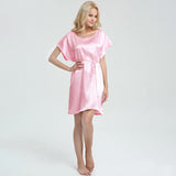 Comfortable  Sleeved Silk Short Nightgown with belt Women Luxury sleepwear (multi-colors) - DIANASILK