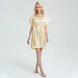 Comfortable  Sleeved Silk Short Nightgown with belt Women Luxury sleepwear (multi-colors) - DIANASILK