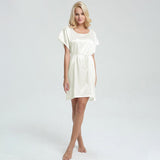 Comfortable  Sleeved Silk Short Nightgown with belt Women Luxury sleepwear (multi-colors) - DIANASILK
