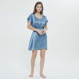 Comfortable  Sleeved Silk Short Nightgown with belt Women Luxury sleepwear (multi-colors) - DIANASILK