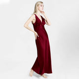Deep V Neck Classic Silk Nightgown  Long Silk Nightwear For Women - DIANASILK