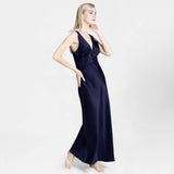 Deep V Neck Classic Silk Nightgown  Long Silk Nightwear For Women - DIANASILK