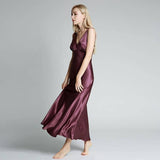 Deep V Neck Classic Silk Nightgown  Long Silk Nightwear For Women - DIANASILK