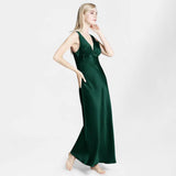 Deep V Neck Classic Silk Nightgown  Long Silk Nightwear For Women - DIANASILK