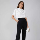 Début du printemps 22 Momme Chemisier en soie pour femme 100 % pure soie Haut à manches courtes Chemise en soie