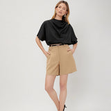 Début du printemps 22 Momme Chemisier en soie pour femme 100 % pure soie Haut à manches courtes Chemise en soie