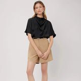 Début du printemps 22 Momme Chemisier en soie pour femme 100 % pure soie Haut à manches courtes Chemise en soie