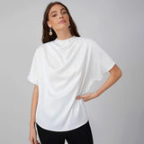 Début du printemps 22 Momme Chemisier en soie pour femme 100 % pure soie Haut à manches courtes Chemise en soie