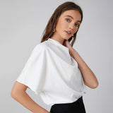 Principios de la primavera 22 Momme Blusa de seda para mujer 100% Top de seda pura Camisa de seda de manga corta