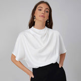 Début du printemps 22 Momme Chemisier en soie pour femme 100 % pure soie Haut à manches courtes Chemise en soie