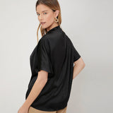 Début du printemps 22 Momme Chemisier en soie pour femme 100 % pure soie Haut à manches courtes Chemise en soie