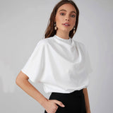 Début du printemps 22 Momme Chemisier en soie pour femme 100 % pure soie Haut à manches courtes Chemise en soie