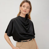 Début du printemps 22 Momme Chemisier en soie pour femme 100 % pure soie Haut à manches courtes Chemise en soie