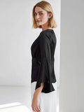 Elegantes 100% Seidenhemd mit V-Ausschnitt, langen Ärmeln, Seidentop, Seidenbluse für Frauen
