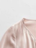 Elegantes 100% Seidenhemd mit V-Ausschnitt, langen Ärmeln, Seidentop, Seidenbluse für Frauen